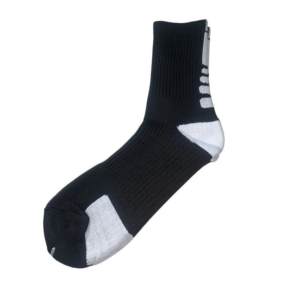Sport Socks‎ Run For It Black White Athletic Crew Socks Cushioned Arch Support